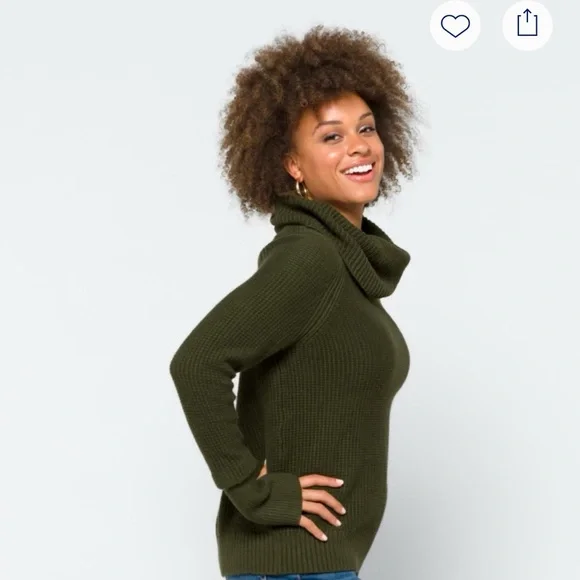 Market & Spruce Forest Green Turtleneck Sweater - Picture 4 of 8